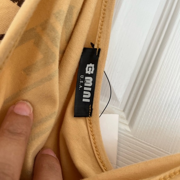 Tan One-Shoulder Graphic Crop Top - Picture 7 of 10